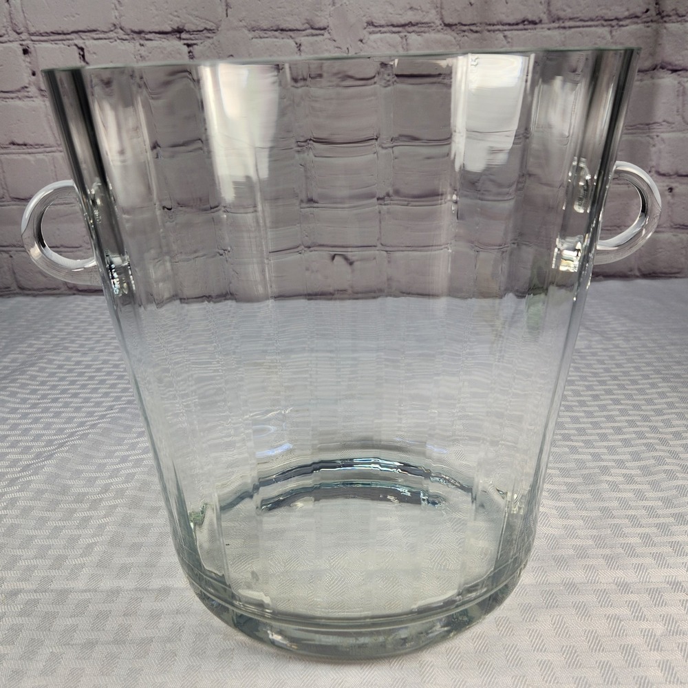Gorgeous LARGE Vintage Blown Glass Paneled Champagne Ice Bucket 9 in.